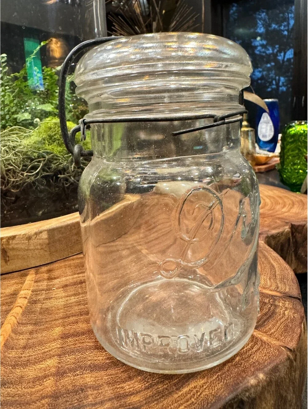 Vintage Drey Improved Ever Seal Pint Mason Jar with Lid & Wire Bail - 1920s